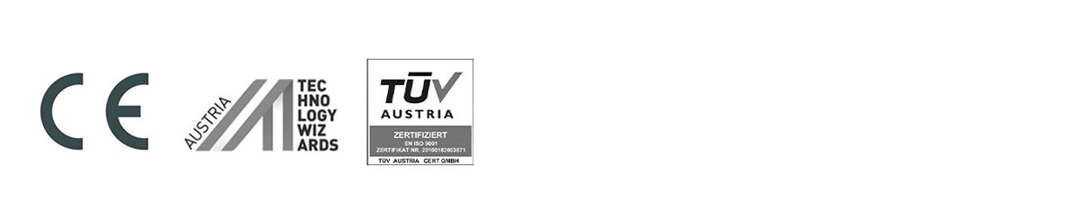 Prüfzeichen der ERS Infrarotheizung: CE, Technology Awards, TÜV Austria